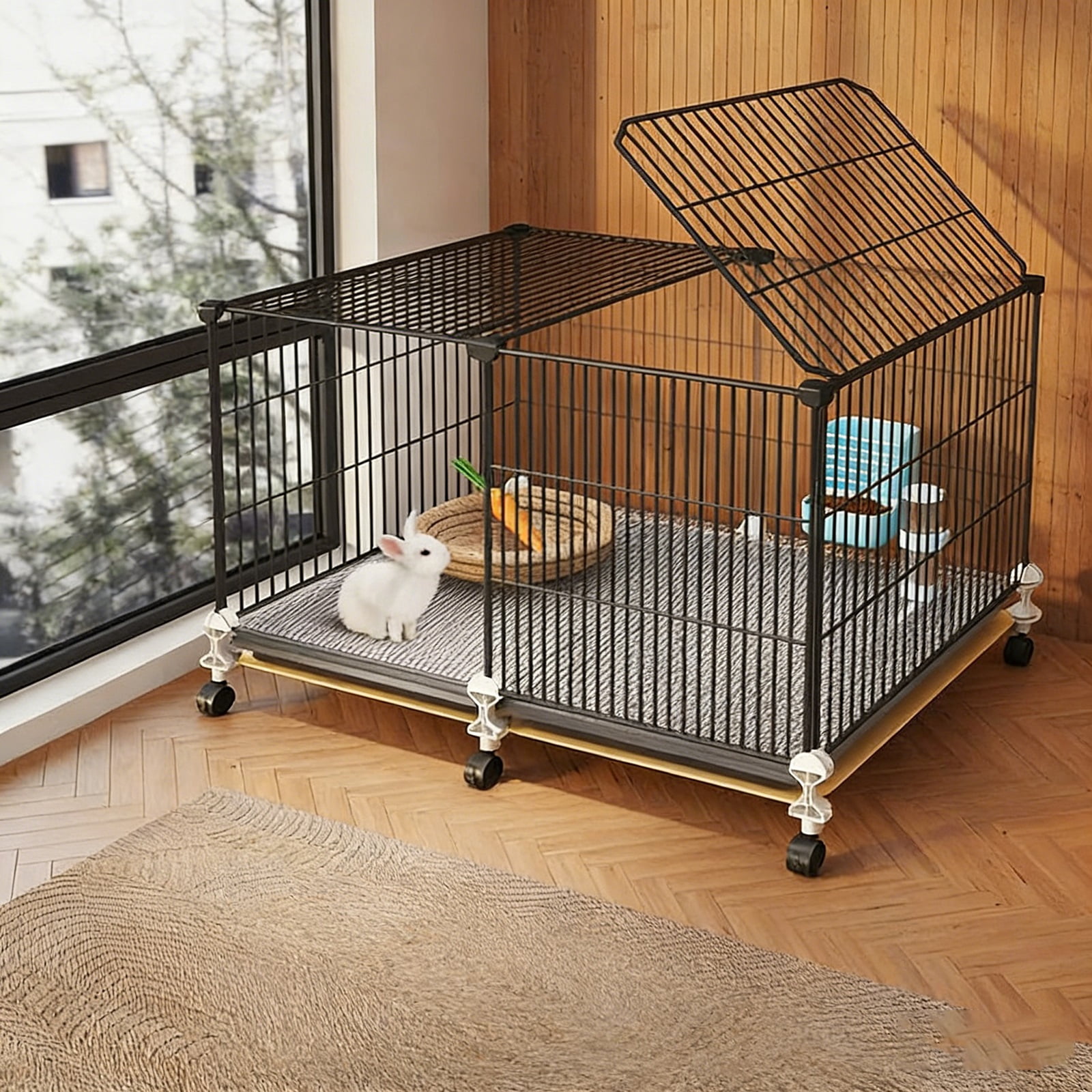 Guinea pig cage, small animal cage, large room with waterproof base plate, encrypted iron mesh, suitable for hedgehogs, guinea pigs, hamsters, rabbits