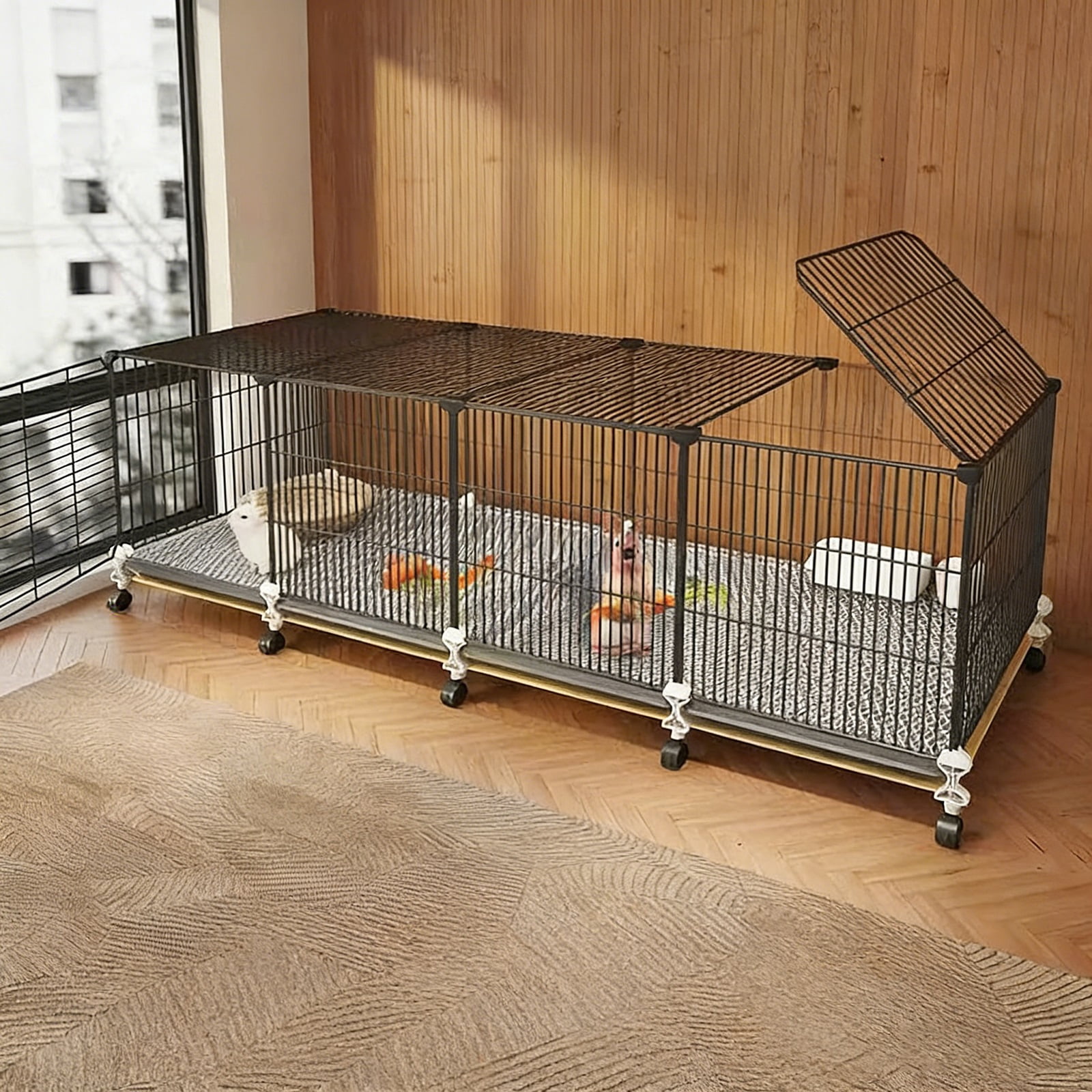 Guinea pig cage, small animal cage, large room with waterproof base plate, encrypted iron mesh, suitable for hedgehogs, guinea pigs, hamsters, rabbits