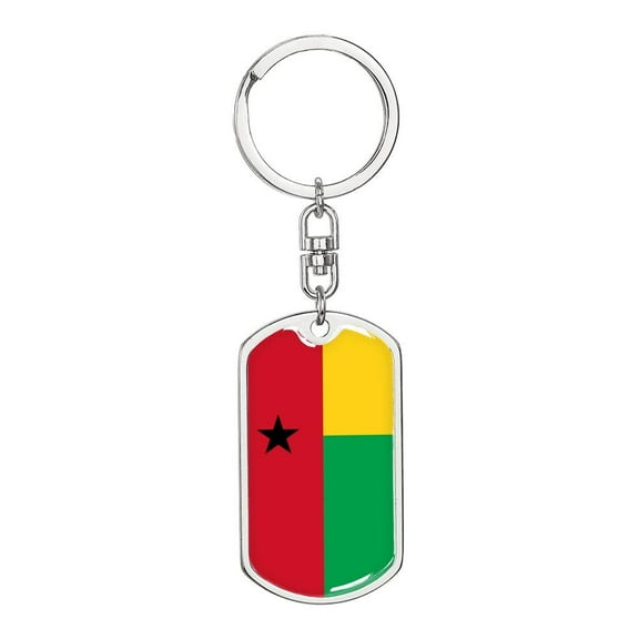 Guineabissau Flag Keychain Dog Tag Stainless Steel or 18k Gold