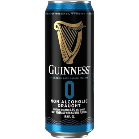 Guinness 0 Non Alcoholic Draught (Pack of 24) (1 Case) 14.9oz Cans St James Gate Ireland Brew (Includes 24 Individual Guinness 0 Cans) NA Beer