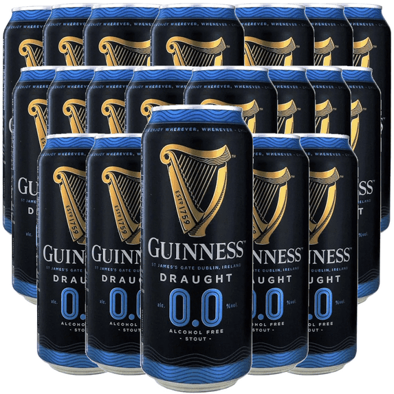Guinness 0 Zero Non-Alcoholic Draught Stout Beer | 14.9oz Cans | Alcohol-Free Brew