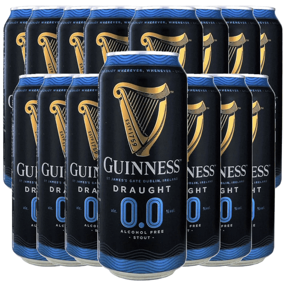 Guinness 0 Zero Non-Alcoholic Draught Stout Beer | 14.9oz Cans | Alcohol-Free Brew