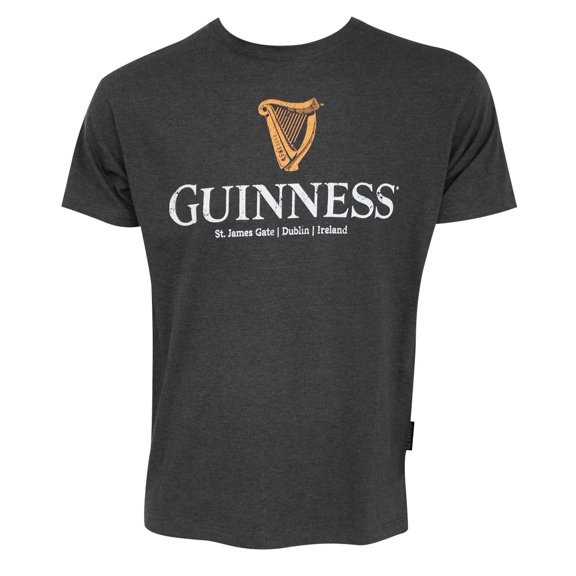Guinness 46735-XX-Large Mens Harp Logo T-Shirt, Charcoal Grey - 2XL