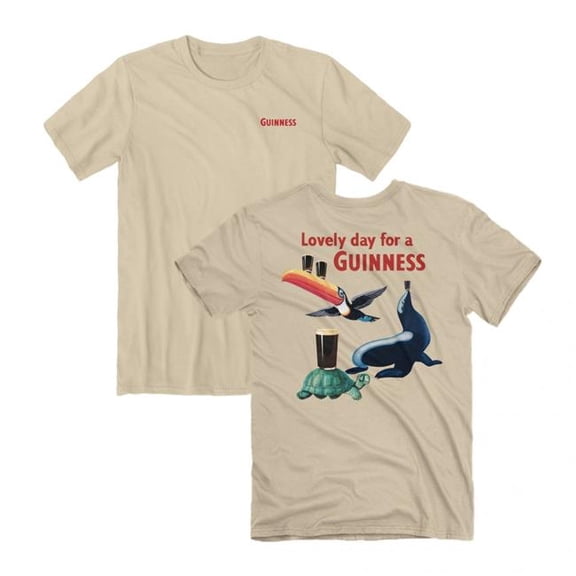 Guinness 890564-3xlarge Iconic Characters Front & Back Print T-Shirt, Tan - 3XL