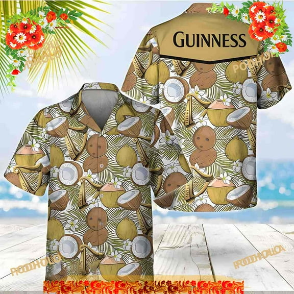 Guinness Beer Hawaiian Shirt, Coconuts Tropical Beach Lovers Gift Aloha Shirt