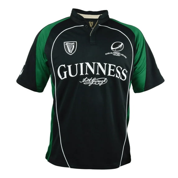 Guinness Black and Green Short Sleeve Performance Rugby Jersey