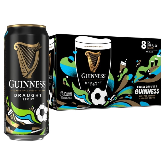 Guinness Draught Stout Import Beer, 8 pack cans, 14.9 fl oz, 4.1% ABV