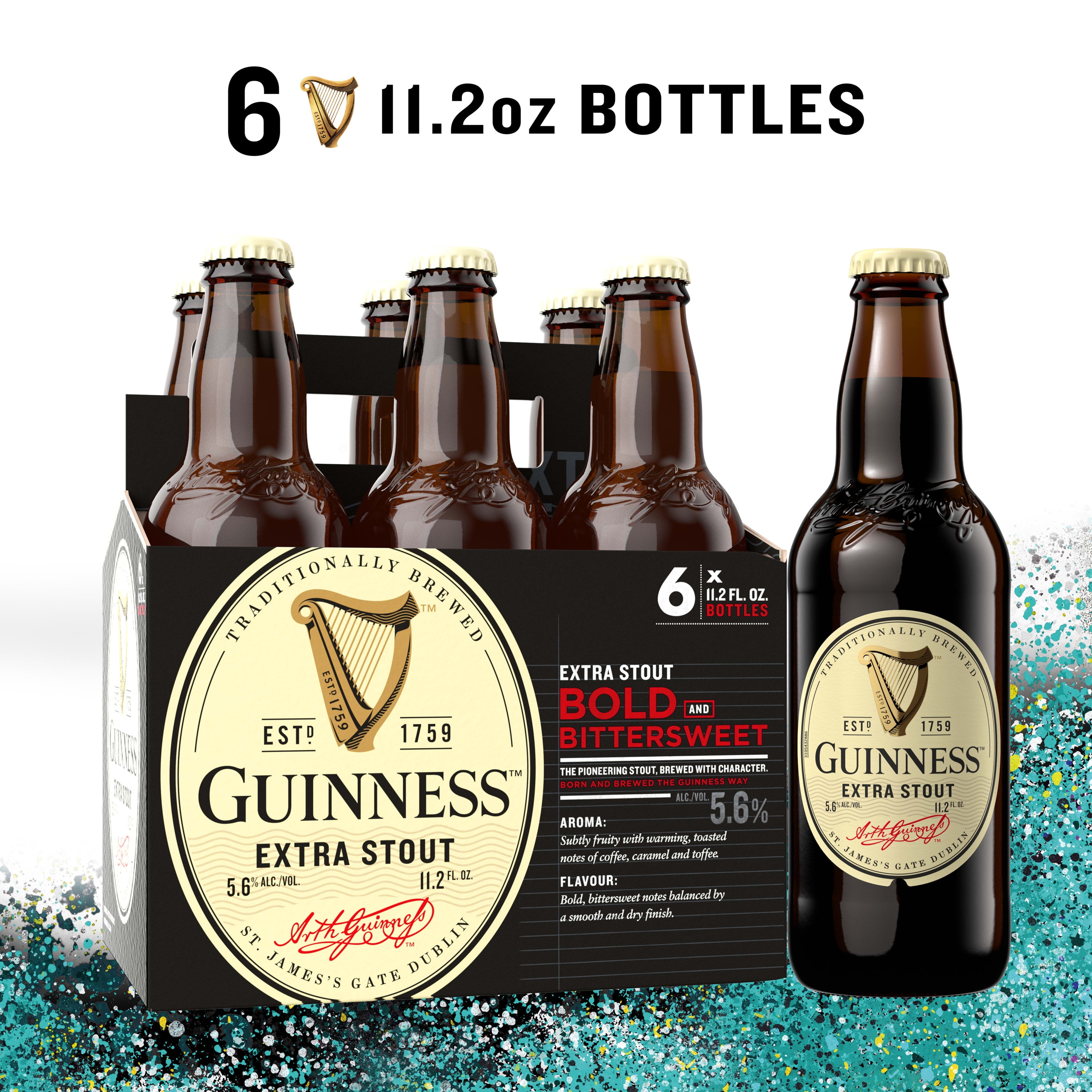 Guinness Extra Stout Beer, 11.2oz Bottles, 6pk