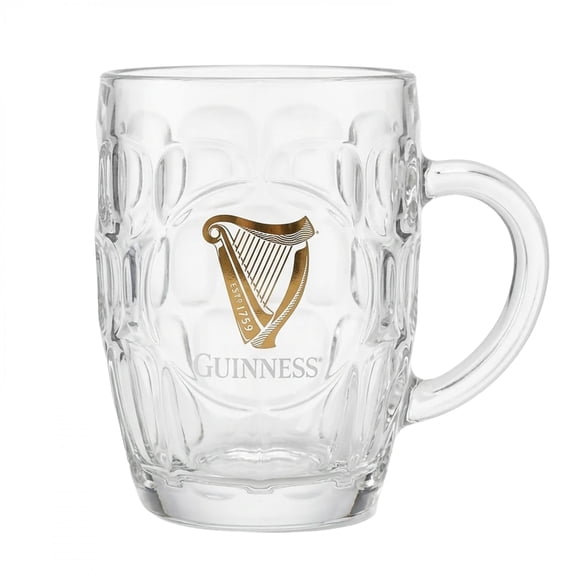 Guinness Gold Harp Dimpled Tankard 20 oz. Glass Mug