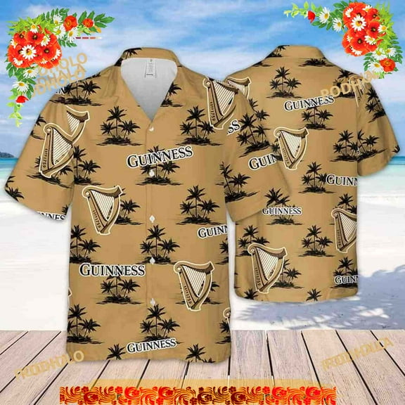 Guinness Hawaiian Shirt, Coconut Island Pattern Beer Lovers Gift Aloha Shirt
