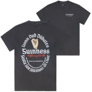 Guinness Irish Label Front Back Print Black Mineral Wash Premium T-Shirt-Large