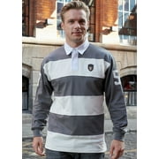 Guinness Long Sleeve Stripe Rugby Shirt 100% Cotton Pewter Cream Color