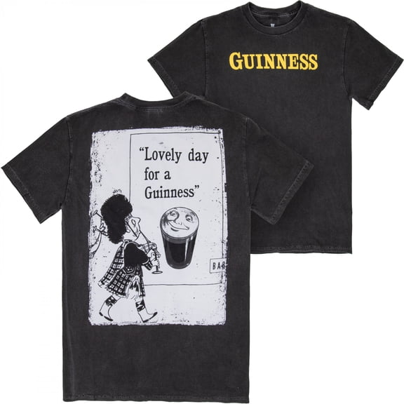 Guinness Lovely Day March Front and Back Premium Mineral Wash T-Shirt-XLarge