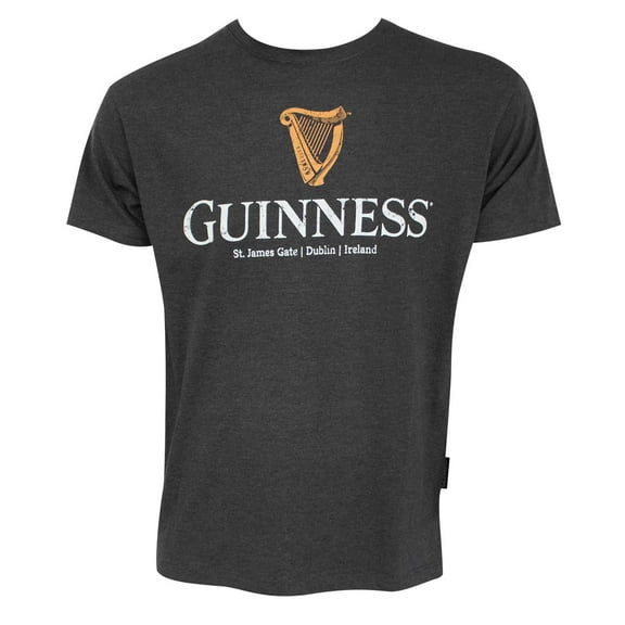 Guinness Men's Charcoal Grey Harp Logo T-Shirt-Medium