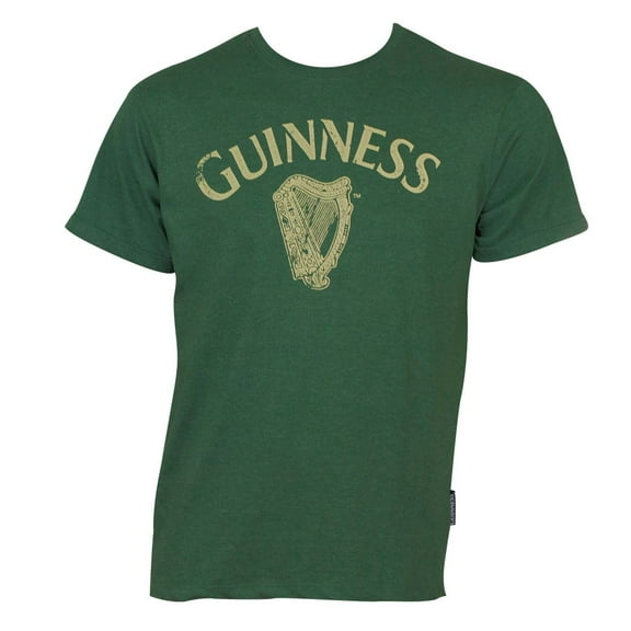 Guinness Men's Green Distressed Harp T-Shirt-3XLarge