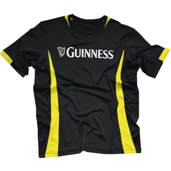Guinness Men's Black and Yellow Irish Harp Design Rugby Performance T-Shirt (Medium)