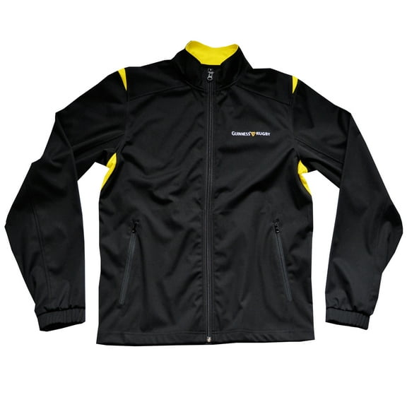 Guinness Men's Rugby Sport Jacket Long Sleeves Full Zip Polyester Training Coat Black Colour