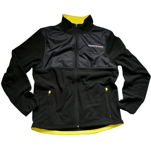 Guinness Men's Rugby Sport Jacket Long Sleeves Full Zip Polyester and Fleece Training Coat Black Colour