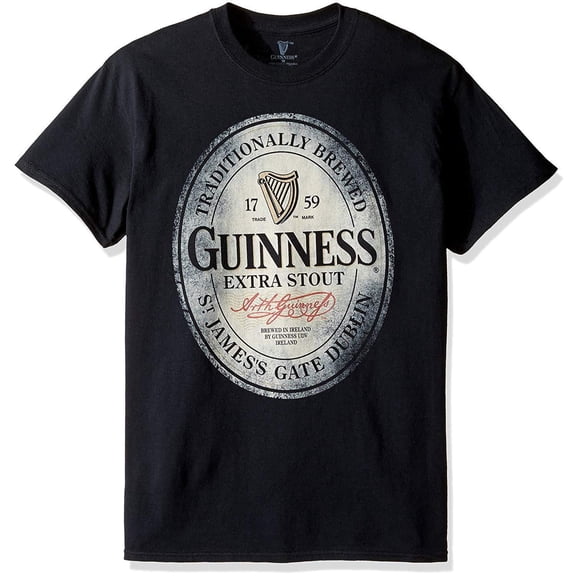 Guinness Men's Traditionally Brewed T-Shirt, Black, Small
