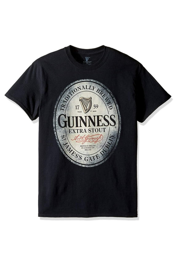 Guinness Men's Traditionally Brewed T-Shirt, Black, Small