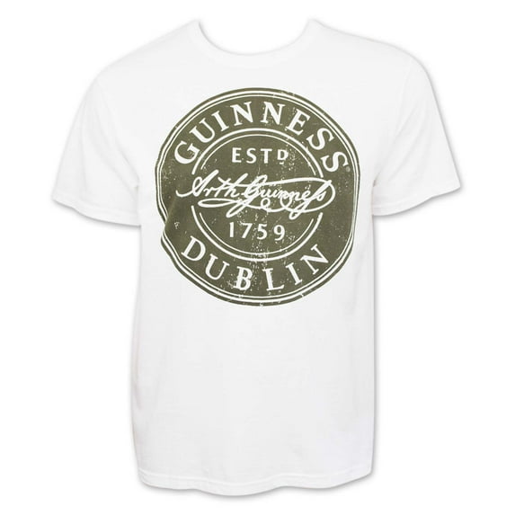 Guinness Men's White Bottle Cap T-Shirt-Medium
