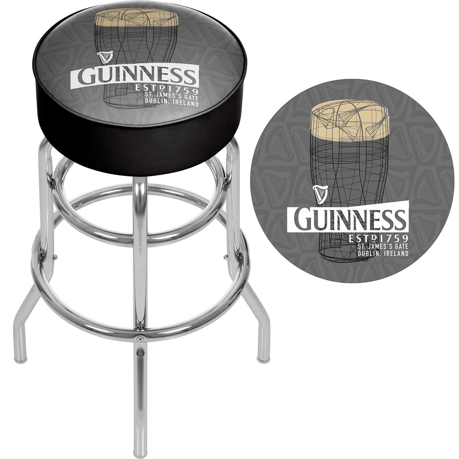 Guinness Padded Swivel Bar Stool