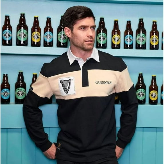 Guinness Rugby Shirt With Harp Logo Patch For Men, Large