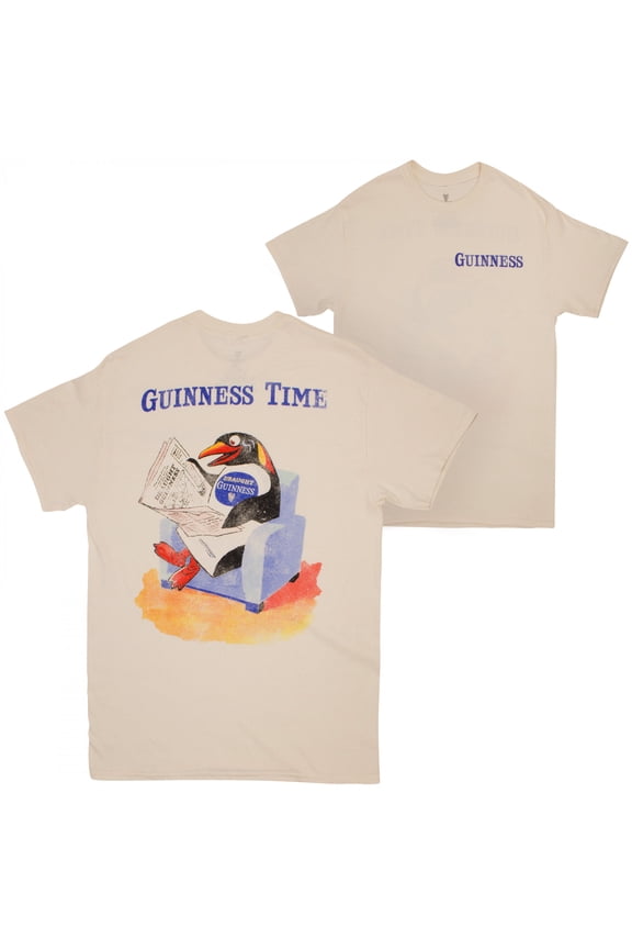 Time Penguin Front and Back Print T-Shirt-Medium