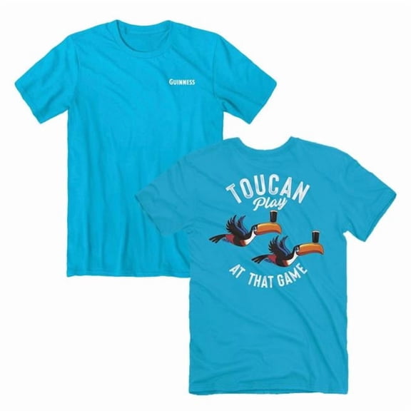 Guinness 890571-large Toucan Play at that Game Front & Back Print T-Shirt, Blue - Large