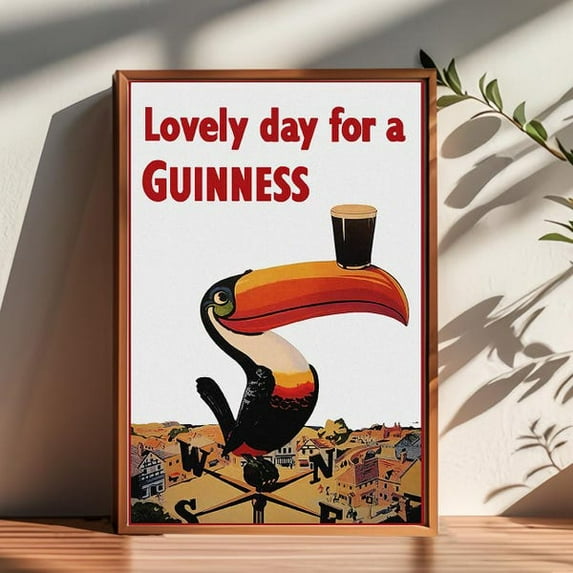 Guinness Toucan Poster: Vintage Style Wall Art, Unframed Paper Poster 16x20in