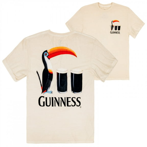 Guinness Toucan Two Pints Mineral Wash Front and Back Print T-Shirt-2XLarge