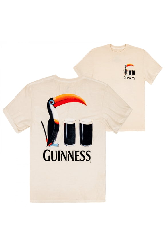 Toucan Two Pints Mineral Wash Front and Back Print T-Shirt-Large