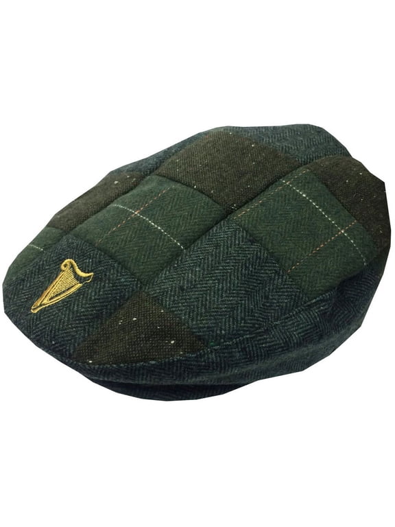 Tweed Patch Flat Cap Green