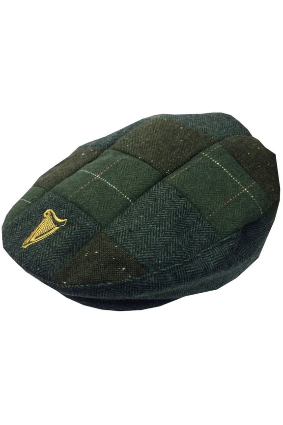 Tweed Patch Flat Cap Green