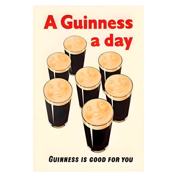 Guinness Vintage Beer Poster Wall Art Retro Bar Pub Decor Artwork for Home Cafe Restaurant Office Bedroom, UNFRAMED 12x18