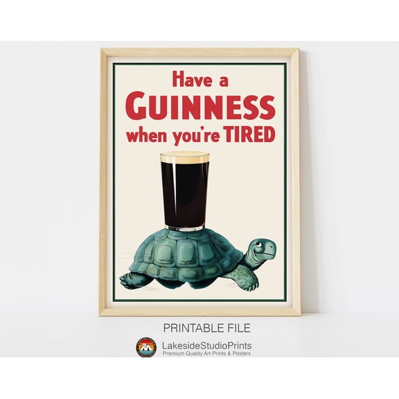 Guinness Vintage Poster Retro Wall Art | Gallery Wall Home Decor, 8x12 UNFRAMED