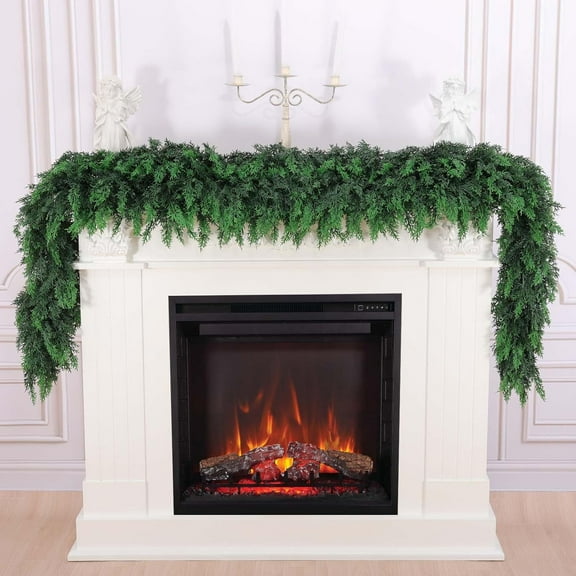 Guirnalda de Cedro Artificial de 6 Pies - Decoración Navideña Realista para Hogar, Puertas, Ventanas y Chimeneas