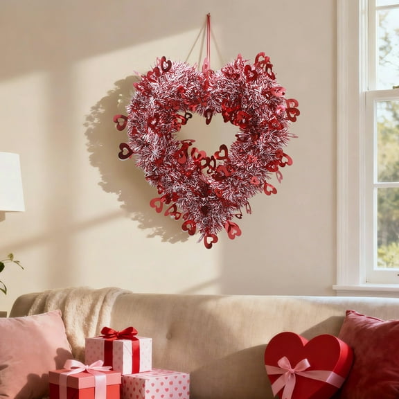 Guirnalda de San Valentín de 1,81 x 1,81 pulgadas, decoración colgante para bodas, compromisos, aniversarios, fiestas, color rojo