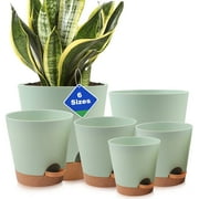 Guirnd Indoor Self Watering Planters with Drainage Holes and Saucers,8,7,6.5,6,5.5,5 inches, 6 Pots
