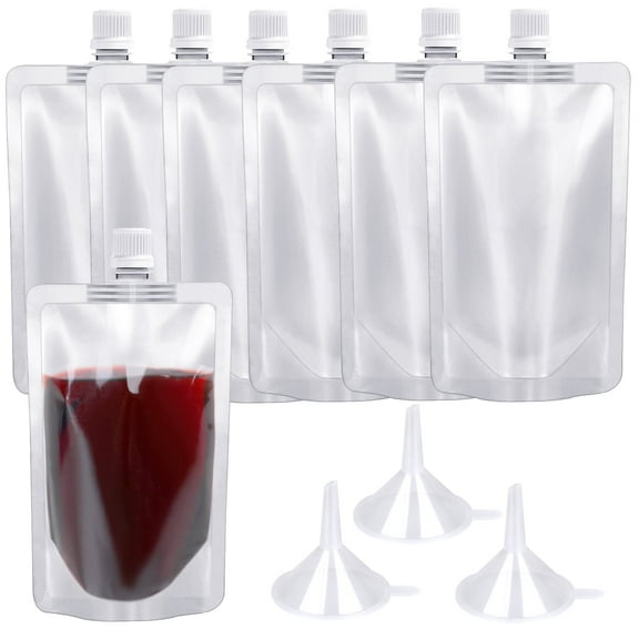 Guirnd Plastic Flasks 24 PCS, 8 Oz Concealable and Reusable Drink Pouches, Leak-Proof Food Grade Plastic for Travel, Outdoor Sports (8OZ-24PCS +3 Funnels)