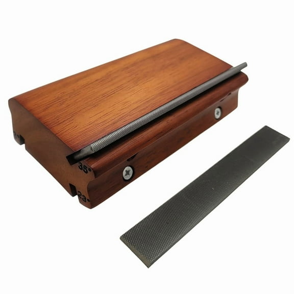 Guitar 3/23/35 Degree Fret File Sanding Fret Leveler Sanding Polishing File Crowning End Beveling File Guitar Part B,1 * Fret Beveling File 2 * File,Dark Wood Color