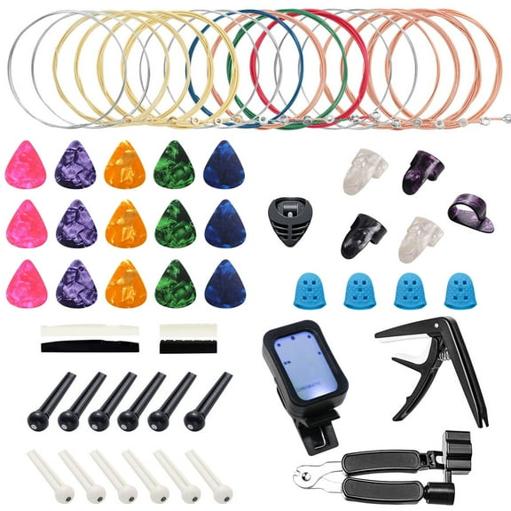 Kabuer Guitar Accessories Kit for Guitar Players and Beginners, String, Pick, Tuner, and More, 66Pcs