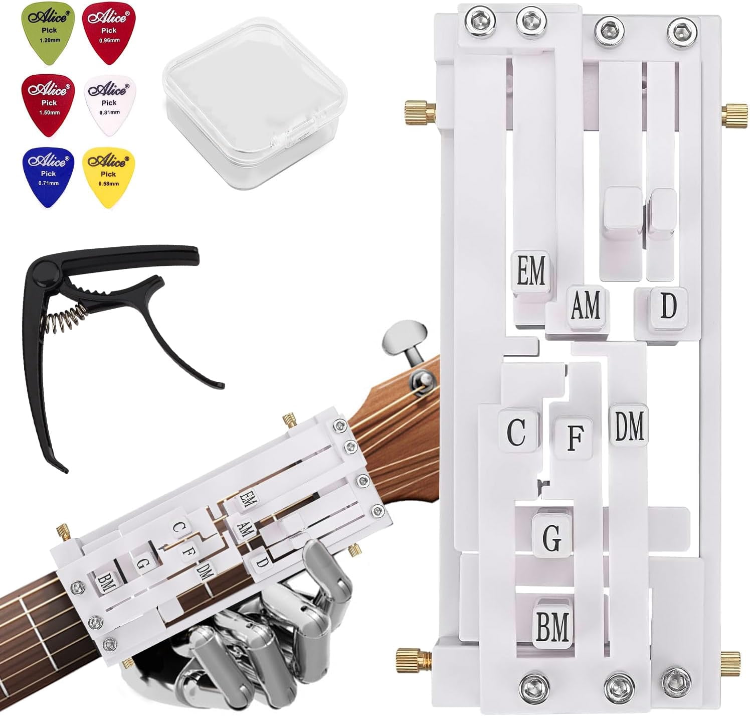 Guitar Aid - Trainer D'accords Pour Débutants - Plus De 110 Accords, Pour Guitares Folk 38-41 Pouces - 8