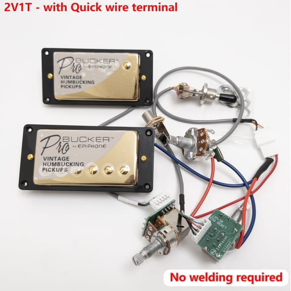 Guitar Alnico V Humbucker Pickups, 4C, with 2V1T Quick Connect Wiring Harness, For Gibson LP Guitar