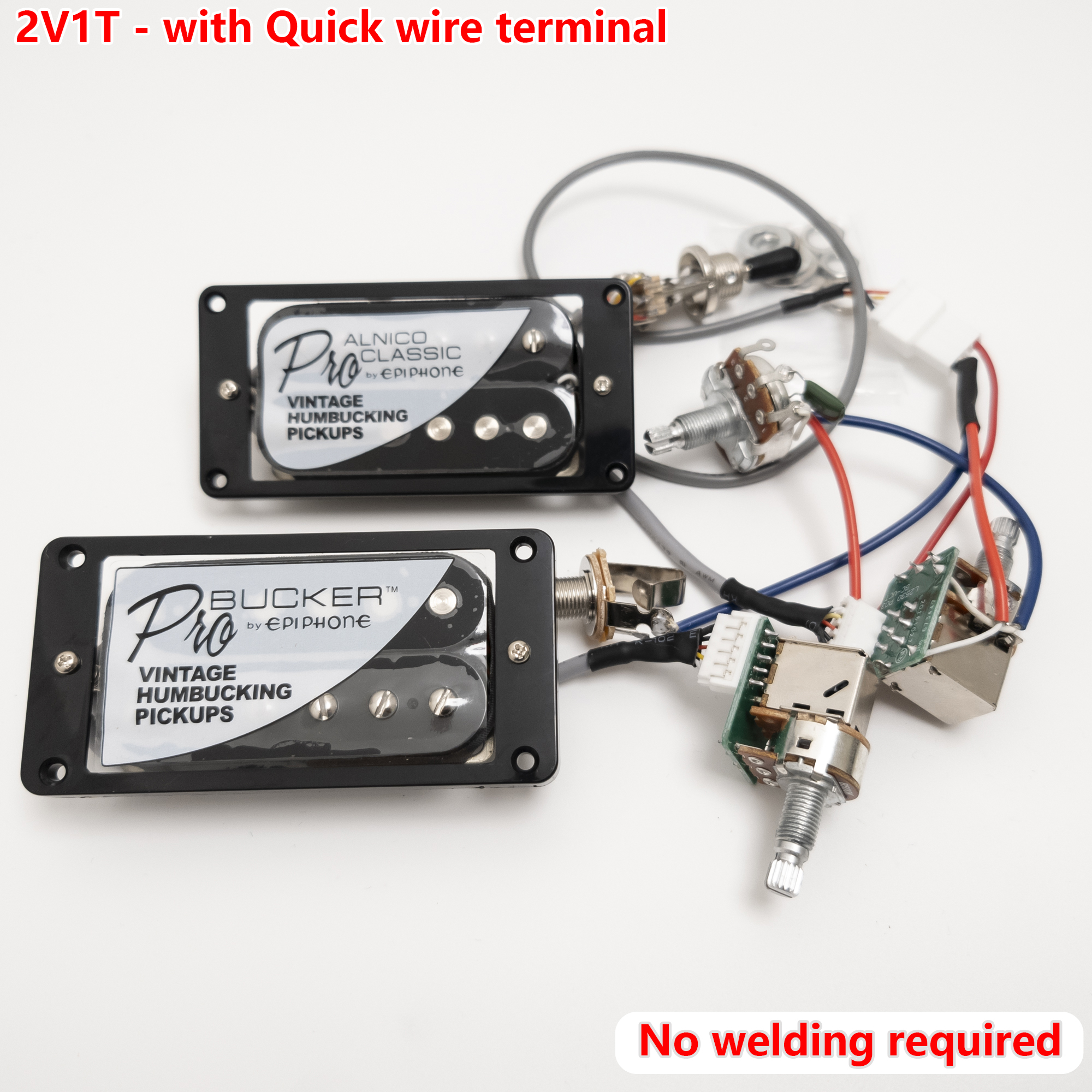 Guitar Alnico V Humbucker Pickups, 4C, with 2V1T Quick Connect Wiring Harness, For Gibson LP Guitar