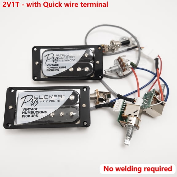Guitar Alnico V Humbucker Pickups, 4C, with 2V1T Quick Connect Wiring Harness, For Gibson LP Guitar