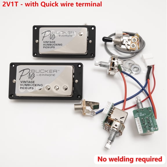 Guitar Alnico V Humbucker Pickups, 4C, with 2V1T Quick Connect Wiring Harness, For Gibson LP Guitar