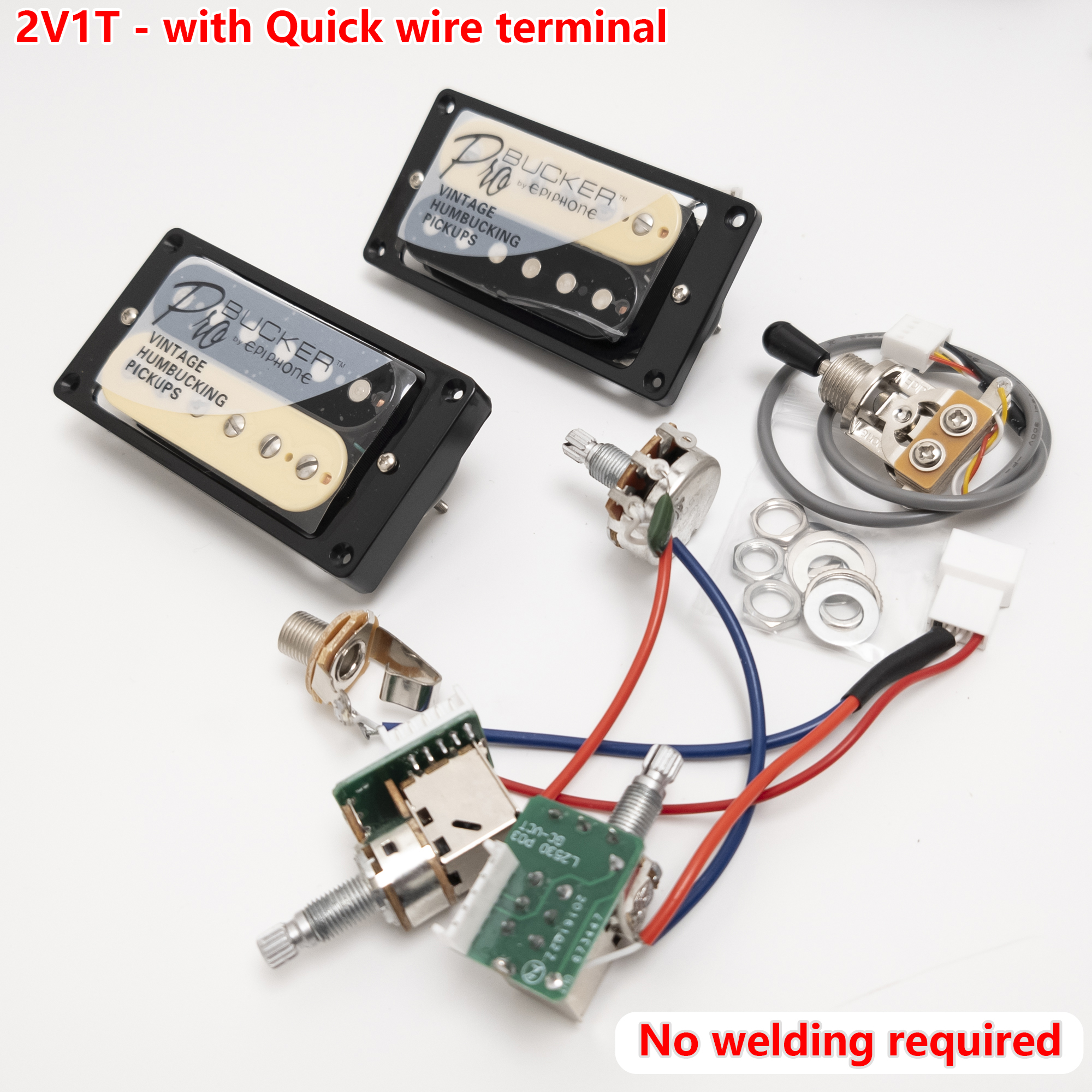 Guitar Alnico V Humbucker Pickups, 4C, with 2V1T Quick Connect Wiring Harness, For Gibson LP Guitar