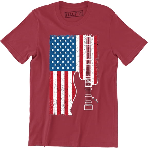 Guitar American Flag USA Patriotic Guitarist Music Lover Men's T-Shirt