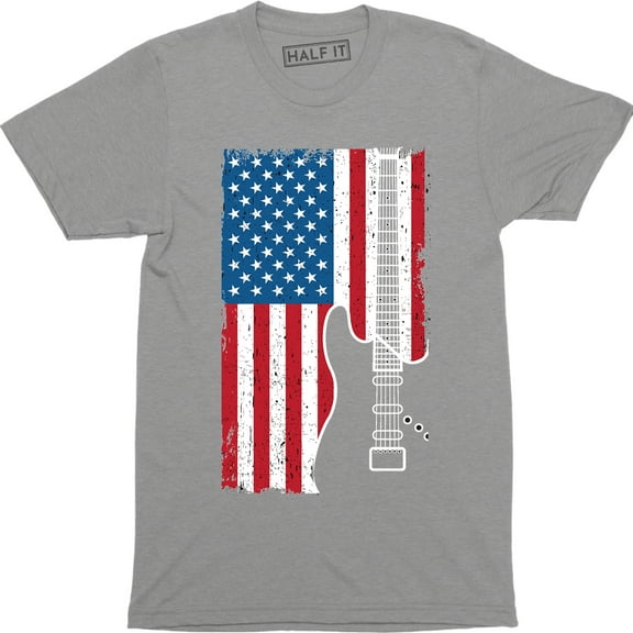 Guitar American Flag USA Patriotic Guitarist Music Lover Men's T-Shirt